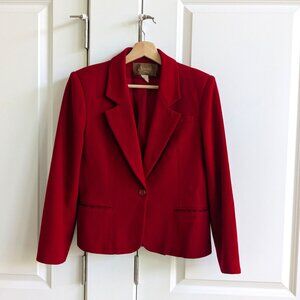 Vintage Saville Single Breasted Blazer Red Short Wool Jacket Woolmark US Made